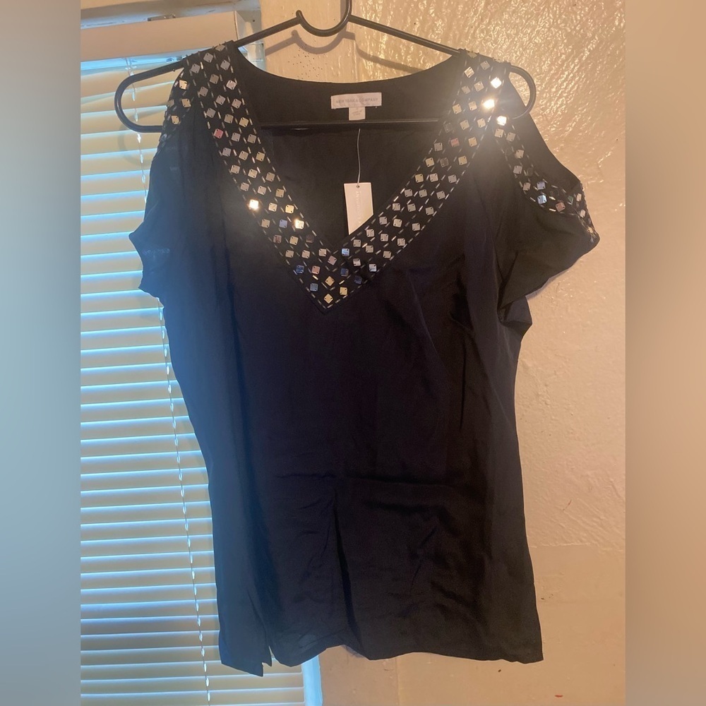 Elegant Black Cold Shoulder Top from New York and Company